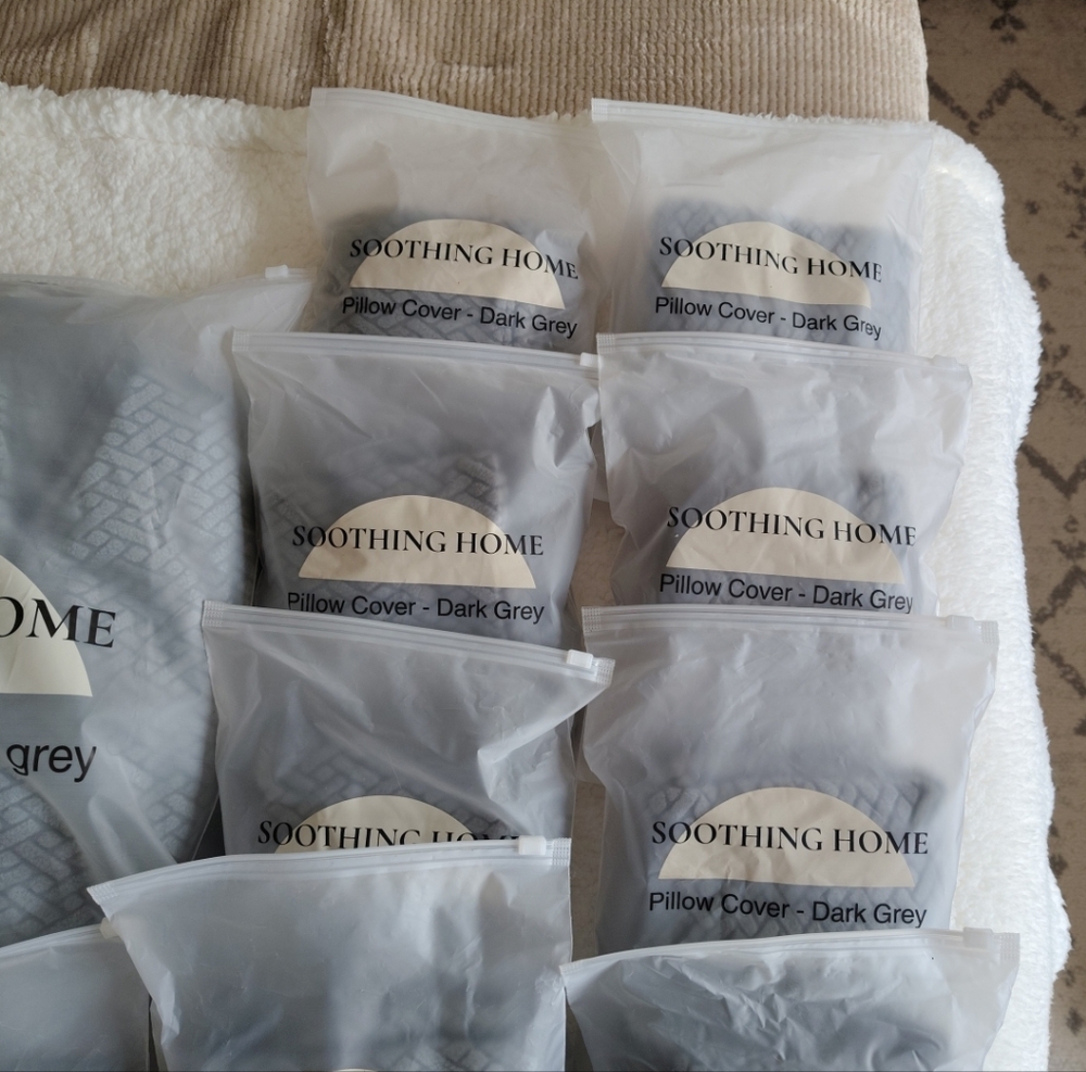 Soothing Home Sofa and Pillow Slip Covers Set Dark Gray New! - Picture 6 of 11